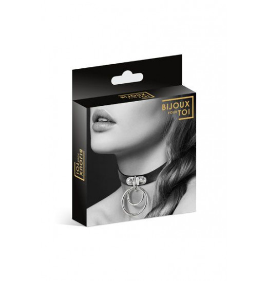 Черный чокер с двумя кольцами