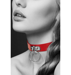 Красный узенький чокер с кольцом