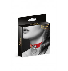 Красный узенький чокер с кольцом