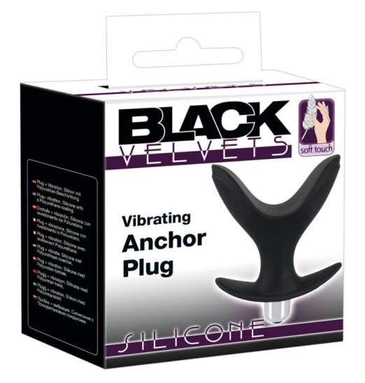 Чёрная анальная V-образная пробка Black Velvets Vibrating Anchor Plug с вибрацией - 10,3 см. Чёрная анальная V-образная пробка Black Velvets Vibrating Anchor Plug с вибрацией - 10,3 см.