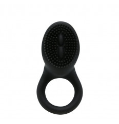 Чёрное эрекционное виброкольцо со стимулятором клитора Cobra