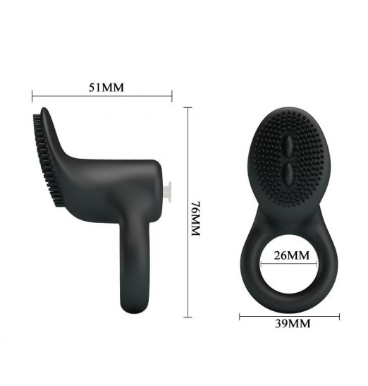 Чёрное эрекционное виброкольцо со стимулятором клитора Cobra Чёрное эрекционное виброкольцо со стимулятором клитора Cobra