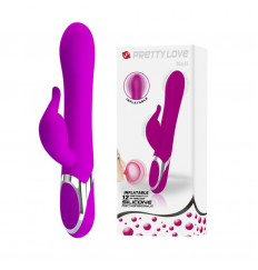 Лиловый вибратор Neil с функцией расширения - 23,7 см.