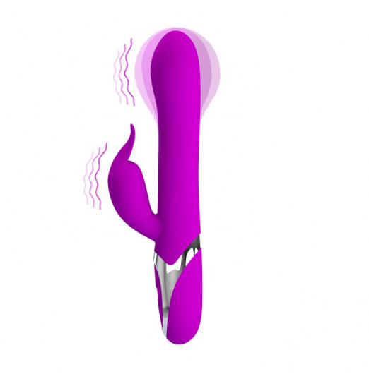 Лиловый вибратор Neil с функцией расширения - 23,7 см.