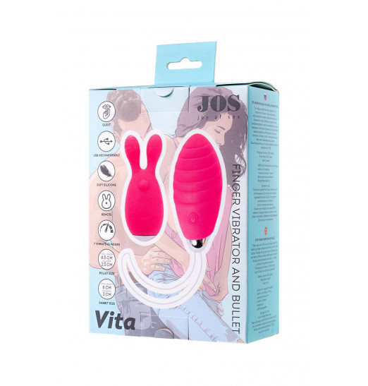Розовый набор VITA: вибропуля и вибронасадка на палец