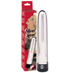 Серебристый классический вибратор Silver Lover - 19 см.