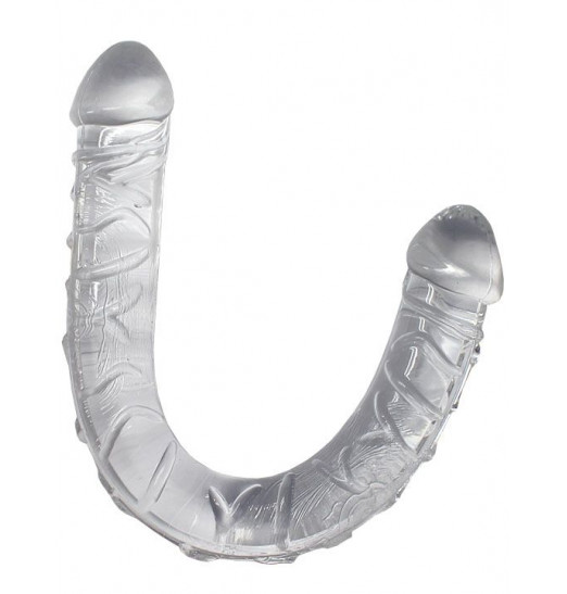Прозрачный двусторонний фаллоимитатор Twin Peaks - 33,5 см.