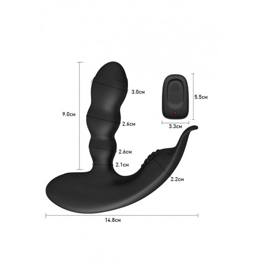 Черный стимулятор простаты Levett Jonas с пультом ДУ Черный стимулятор простаты Levett Jonas с пультом ДУ