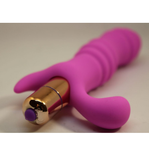 Розовый рельефный вибромассажёр для стимуляции точки G - 12 см.
