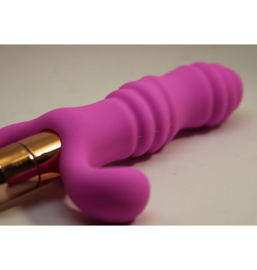 Розовый рельефный вибромассажёр для стимуляции точки G - 12 см.