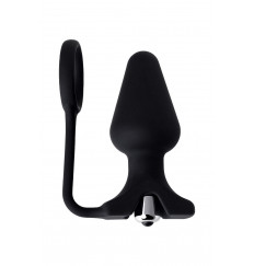 Чёрное эрекционное кольцо с анальной вибропробкой