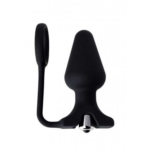 Чёрное эрекционное кольцо с анальной вибропробкой Чёрное эрекционное кольцо с анальной вибропробкой