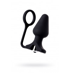Чёрное эрекционное кольцо с анальной вибропробкой