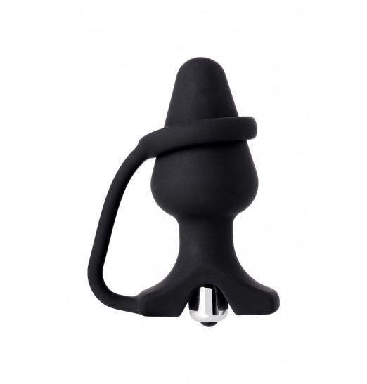 Чёрное эрекционное кольцо с анальной вибропробкой Чёрное эрекционное кольцо с анальной вибропробкой