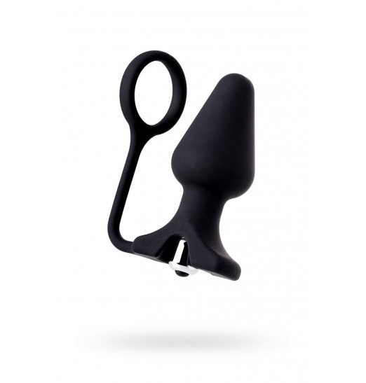 Чёрное эрекционное кольцо с анальной вибропробкой Чёрное эрекционное кольцо с анальной вибропробкой