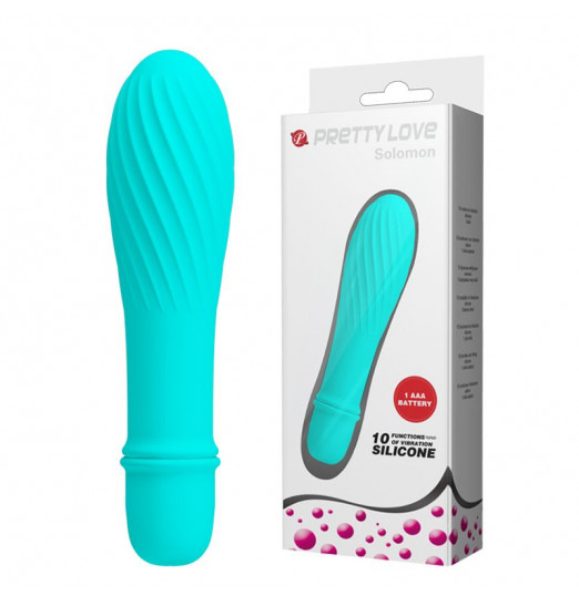 Мятный вибратор Solomon с бороздками - 12,3 см.