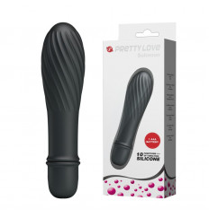 Чёрный вибратор Solomon с бороздками - 12,3 см.