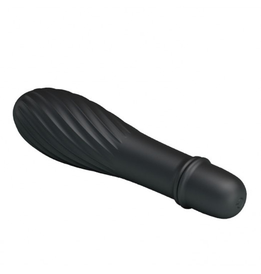 Чёрный вибратор Solomon с бороздками - 12,3 см. Чёрный вибратор Solomon с бороздками - 12,3 см.