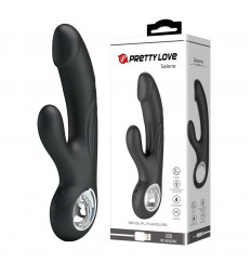 Чёрный вибратор с клиторальным отростком Selene - 19 см.