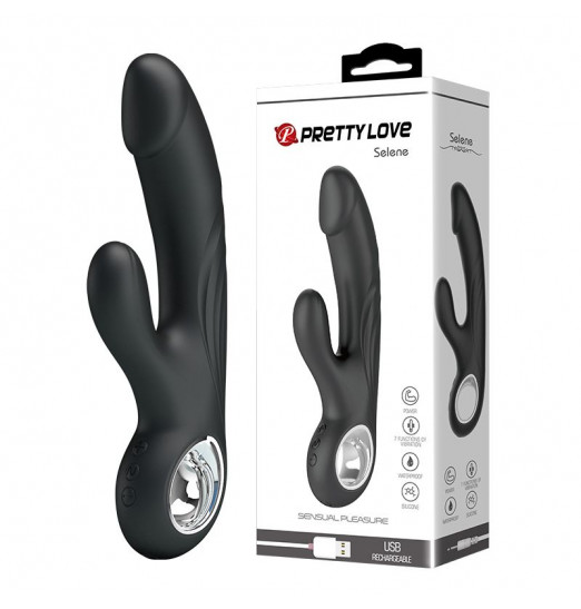 Чёрный вибратор с клиторальным отростком Selene - 19 см.