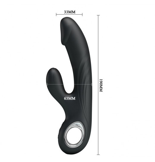 Чёрный вибратор с клиторальным отростком Selene - 19 см.