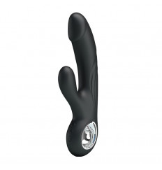 Чёрный вибратор с клиторальным отростком Selene - 19 см.