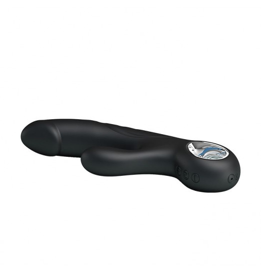 Чёрный вибратор с клиторальным отростком Selene - 19 см.