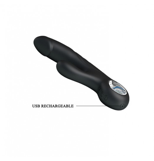 Чёрный вибратор с клиторальным отростком Selene - 19 см.