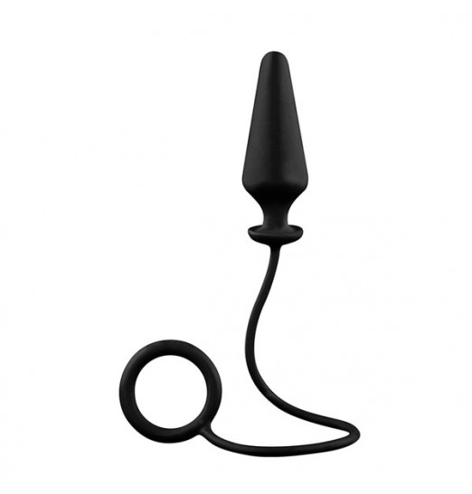 Чёрное эрекционное кольцо с анальной пробкой MENZSTUFF 4INCH SINGLE RING ANAL PLUG
