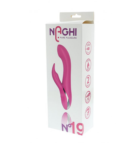 Розовый вибратор NAGHI NO.19 RECHARGEABLE DUO VIBRATOR со стимулятором клитора