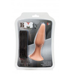 Телесная анальная пробка с вибрацией BOOTYFUL 6INCH SLIM INTRUDER - 15 см.
