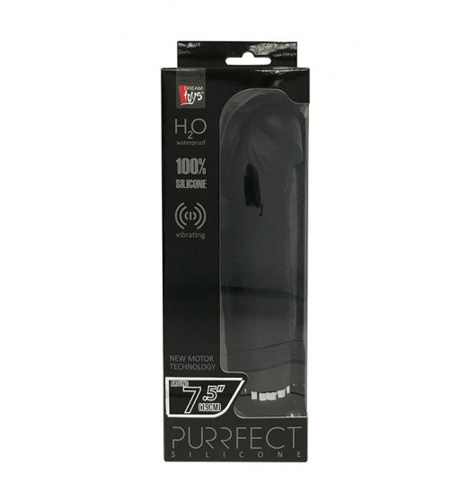 Чёрный вибратор-реалистик PURRFECT SILICONE DELUXE 7.5INCH - 19 см.