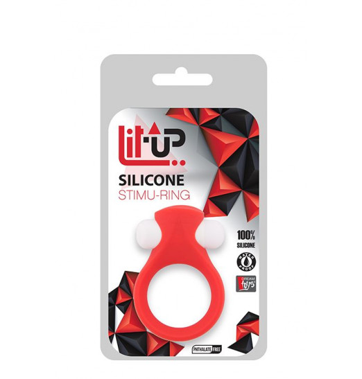 Красное эрекционное кольцо LIT-UP SILICONE STIMU RING 2