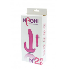 Розовый вибратор-ротатор с дополнительным отростком NAGHI NO.22 RECHARGEABLE DUO VIBRATOR