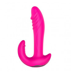 Розовый вибратор-ротатор с дополнительным отростком NAGHI NO.22 RECHARGEABLE DUO VIBRATOR