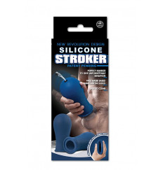 Синий мастурбатор с мягкими рёбрышками SILICONE STROKER