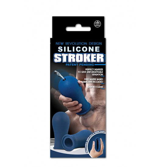 Синий мастурбатор с мягкими рёбрышками SILICONE STROKER