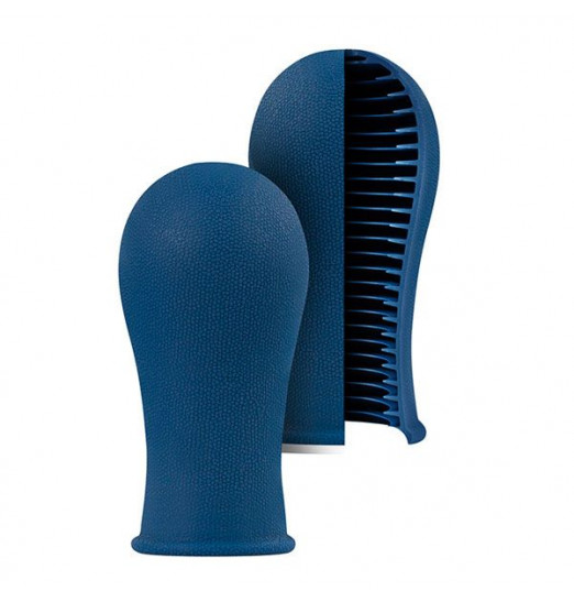 Синий мастурбатор с мягкими рёбрышками SILICONE STROKER