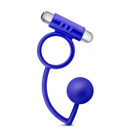 Синее эрекционное кольцо Penetrator Anal Ball with Vibrating Cock Ring