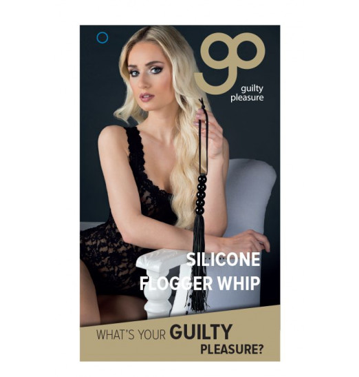 Чёрная мини-плеть из силикона с акриловой рукоятью SILICONE FLOGGER WHIP - 35 см.