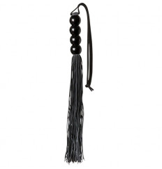 Чёрная мини-плеть из силикона с акриловой рукоятью SILICONE FLOGGER WHIP - 35 см.