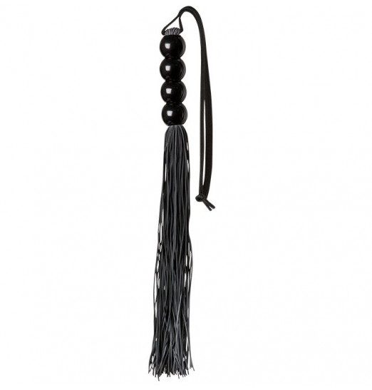 Чёрная мини-плеть из силикона с акриловой рукоятью SILICONE FLOGGER WHIP - 35 см.