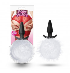 Силиконовая анальная пробка с белым заячьим хвостом Fur Pom Pom - 12,7 см.