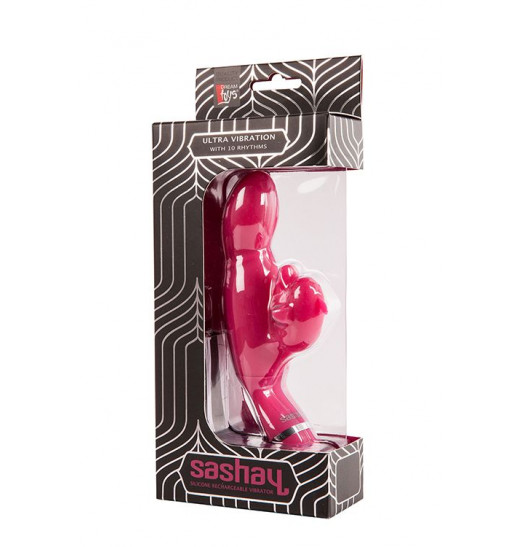 Вибратор со стимулятором клитора SASHAY VIBRATOR DOLPHIN - 17,5 см.
