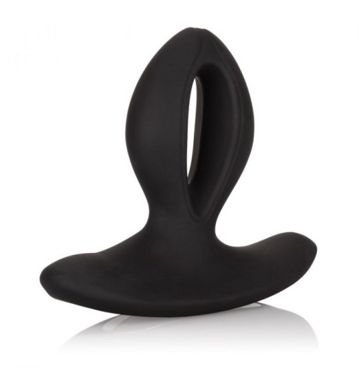 Чёрная анальная пробка с вибрацией Silicone Wireless Dual Motor Probe - 11,5 см.