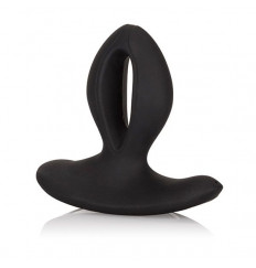 Чёрная анальная пробка с вибрацией Silicone Wireless Dual Motor Probe - 11,5 см.