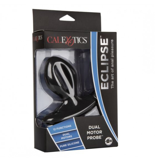 Чёрная анальная пробка с вибрацией Silicone Wireless Dual Motor Probe - 11,5 см.