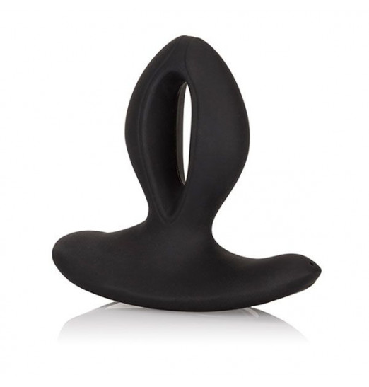Чёрная анальная пробка с вибрацией Silicone Wireless Dual Motor Probe - 11,5 см.