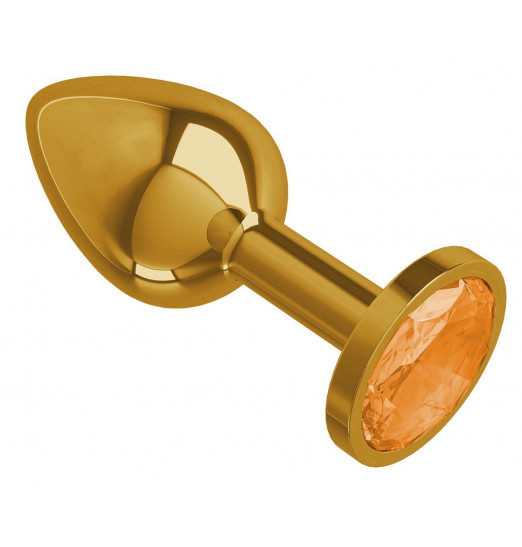 Золотистая анальная втулка с оранжевым кристаллом - 7 см. Золотистая анальная втулка с оранжевым кристаллом - 7 см.