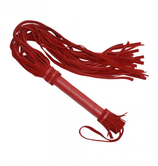 Красная плеть с кожаной ручкой - 65 см.
